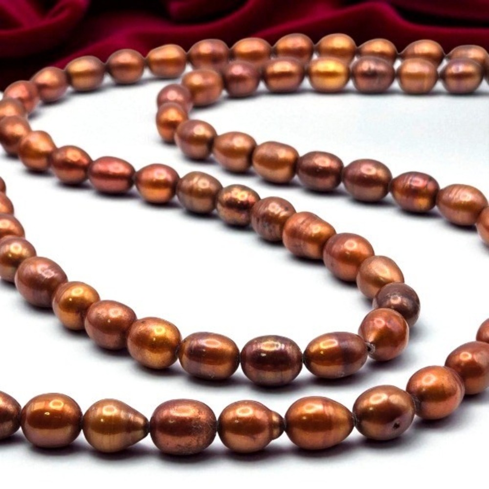 Opera Length Chocolate Freshwater Baroque Pearls Necklace GSJ Gem‎ Stone Jewelry